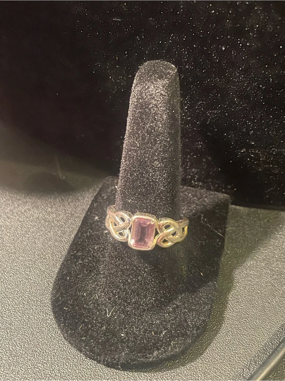 925 Silver Celtic Knot Ring with Purple Stone